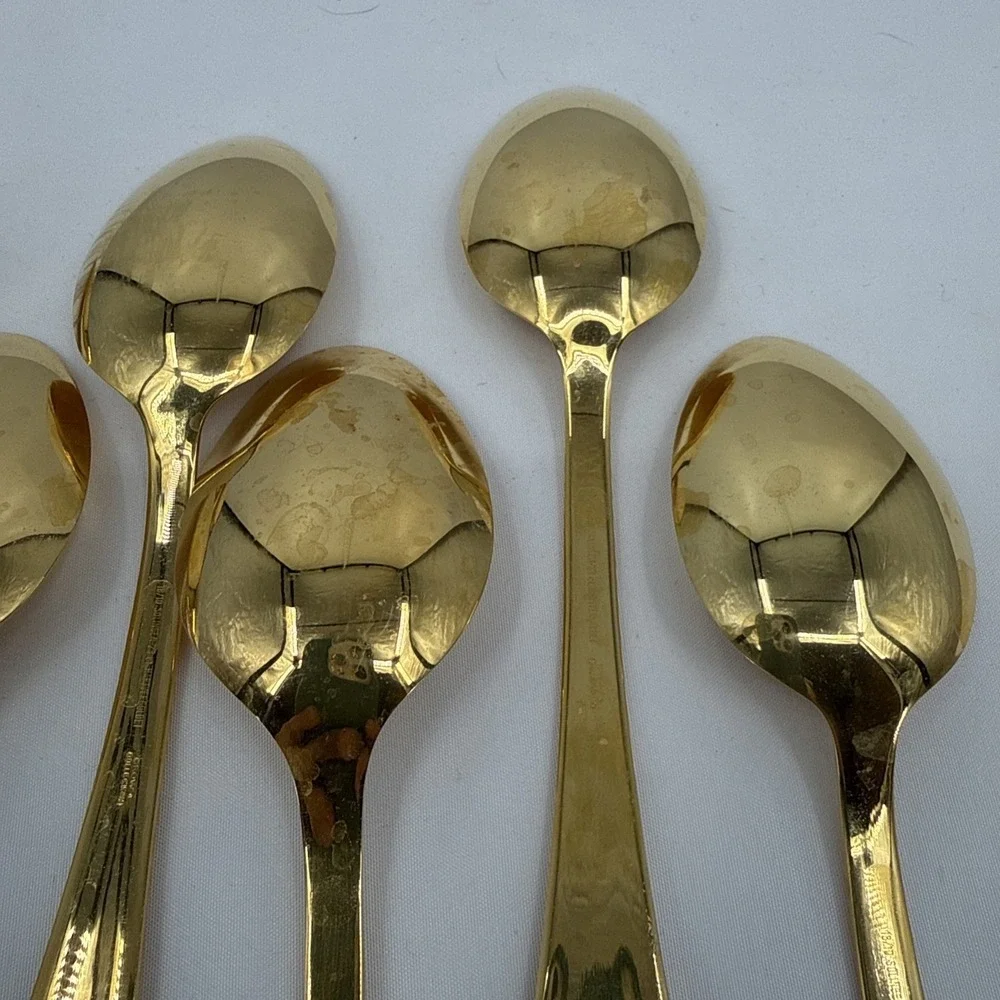 Solingen 18/10 23/24K Gold Plated Hartvergoldet Crown‎ Collection Spoons 7